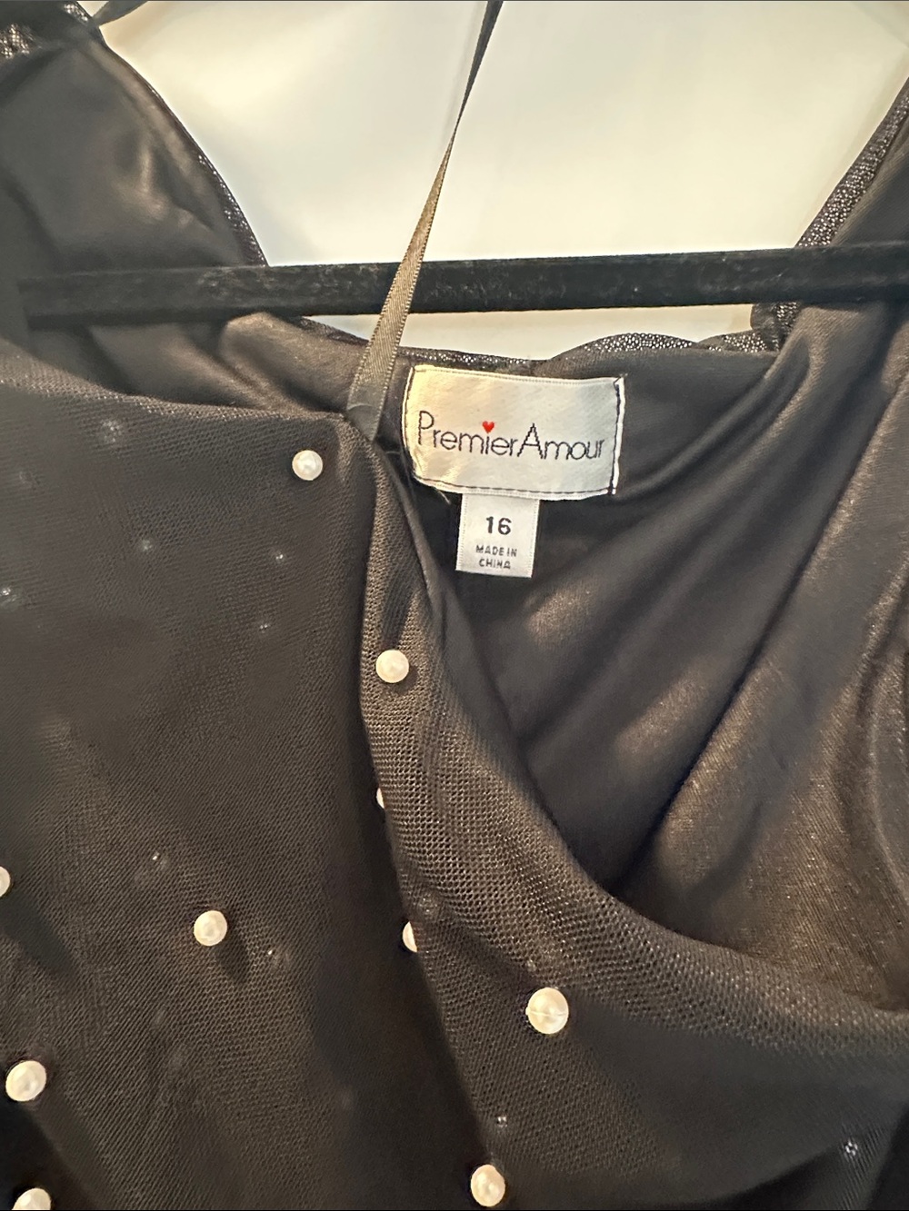 Premier Pearl-Studded Black Women's evening gown ( absolutely beautiful)